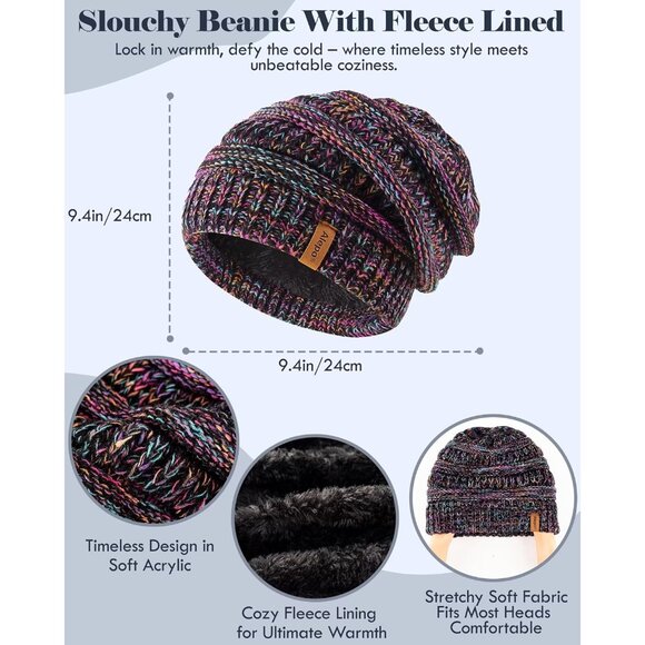 Women Winter Hat Scarf Gloves Set Acrylic Cozy Beanie Touchscreen Stay Warm - Picture 3 of 7